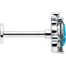 Load image into Gallery viewer, 16G 5/16 Blue Gem Art Deco Oval Labret Monroe Tragus
