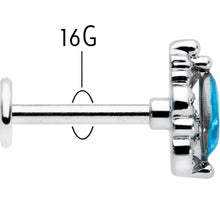 Load image into Gallery viewer, 16G 5/16 Blue Gem Art Deco Oval Labret Monroe Tragus

