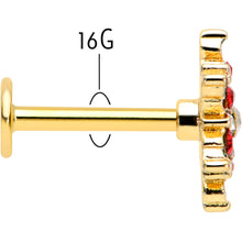 Load image into Gallery viewer, 16G 5/16 Red Aurora Gem Gold Tone Xmas Star Holiday Labret Tragus

