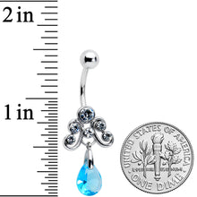 Load image into Gallery viewer, Clear Blue Gem Scrolling Elegance Dangle Belly Ring
