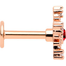 Load image into Gallery viewer, 16G 1/4 Red Gem Rose Gold Tone Texture Snowflake Labret Tragus
