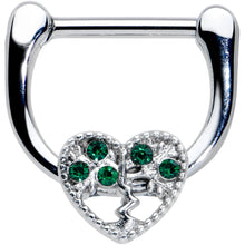 Load image into Gallery viewer, 16G 5/16 Green Gem Heart Tree Valentine Cartilage Clicker
