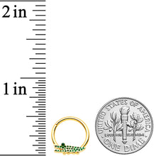 Load image into Gallery viewer, 16G 3/8 Gold Tone Hungry Green Alligator Hinged Segment Ring
