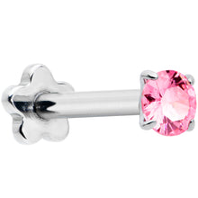 Load image into Gallery viewer, 16G 5/16 Pink CZ Gem G23 Titanium Threadless Flower Labret Tragus
