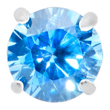 Load image into Gallery viewer, 18G 5/16 Blue CZ Gem G23 Titanium Threadless Flower Labret Tragus
