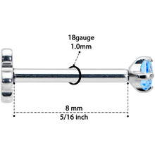 Load image into Gallery viewer, 18G 5/16 Blue CZ Gem G23 Titanium Threadless Flower Labret Tragus
