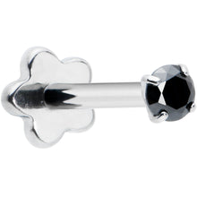 Load image into Gallery viewer, 18G 5/16 Black CZ G23 Titanium Threadless Flower Labret Tragus

