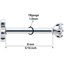Load image into Gallery viewer, 18G 5/16 Clear CZ G23 Titanium Threadless Flower Labret Tragus
