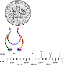 Load image into Gallery viewer, Rainbow Horseshoe Ball Fake Septum Ring Nipple and Clip on Earring
