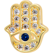 Load image into Gallery viewer, 16G 5/16 Clear Blue Gem Gold Tone Eye Hamsa Labret Monroe Tragus
