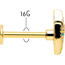 Load image into Gallery viewer, 16G 5/16 Gold Tone Bold Peacock Feather Labret Monroe Tragus
