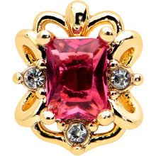 Load image into Gallery viewer, 16G 5/16 Red Gem Gold Tone Regal Escutcheon Labret Monroe Tragus
