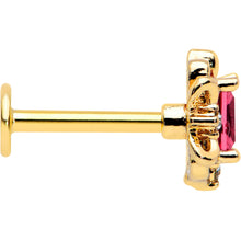 Load image into Gallery viewer, 16G 5/16 Red Gem Gold Tone Regal Escutcheon Labret Monroe Tragus
