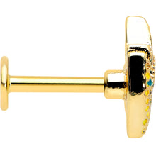 Load image into Gallery viewer, 16G 1/4 Gold Tone Bold Peacock Feather Labret Monroe Tragus

