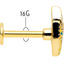 Load image into Gallery viewer, 16G 1/4 Gold Tone Bold Peacock Feather Labret Monroe Tragus
