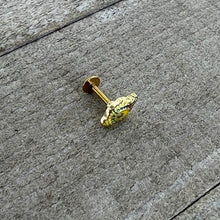 Load image into Gallery viewer, 16G 1/4 Gold Tone Bold Peacock Feather Labret Monroe Tragus
