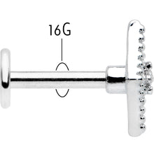 Load image into Gallery viewer, 16G 1/4 Clear Gem Deco Textured Rhombus Labret Monroe Tragus
