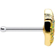 Load image into Gallery viewer, 20G 1/4 Bold Peacock Feather Golden Nose Bone
