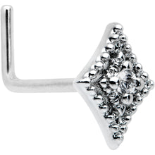Load image into Gallery viewer, 20G 7mm Clear CZ Gem Deco Texture Rhombus L Shape Nose Ring
