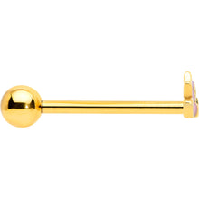 Load image into Gallery viewer, Gold Tone Lotus Flower Pink Peace Barbell Tongue Ring
