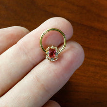 Load image into Gallery viewer, 16G 3/8 Clear Pink Gem Gold Tone Open Oblong Hinged Segment Ring
