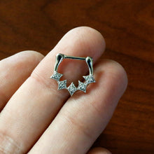 Load image into Gallery viewer, 16G 3/8 Clear Gem Textured Rhombus Arc Cartilage Clicker Ring

