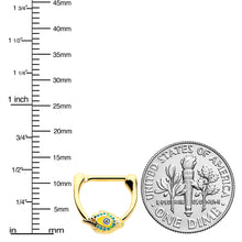 Load image into Gallery viewer, 16G 3/8 Gold Tone Bold Peacock Feather Cartilage Clicker
