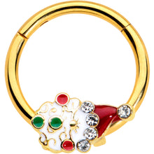 Load image into Gallery viewer, 16G 3/8 Clear Gold Hue Deco Santa Christmas Hinged Segment Ring
