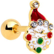 Load image into Gallery viewer, 16G 1/4 Clear Gem Gold Tone Deco Santa Christmas Cartilage Tragus
