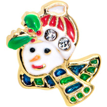 Load image into Gallery viewer, 16G 1/4 Clear Gem Gold Tone Happy Snowman Cartilage Tragus
