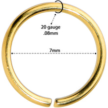 Load image into Gallery viewer, 20G 7mm Gold Tone PVD Grade 23 Titanium Bendable Hoop Ring
