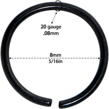 Load image into Gallery viewer, 20G 5/16 Black PVD Grade 23 Titanium Bendable Hoop Ring
