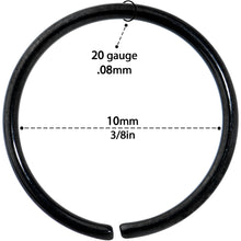 Load image into Gallery viewer, 20G 3/8 Black PVD Grade 23 Titanium Bendable Hoop Ring
