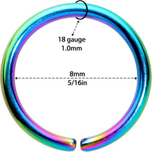 Load image into Gallery viewer, 18G 5/16 Rainbow PVD Grade 23 Titanium Bendable Hoop Ring
