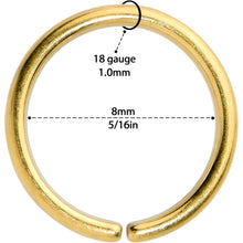 Load image into Gallery viewer, 18G 5/16 Gold Tone PVD Grade 23 Titanium Bendable Hoop Ring
