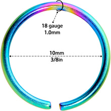 Load image into Gallery viewer, 18G 3/8 Rainbow PVD Grade 23 Titanium Bendable Hoop Ring
