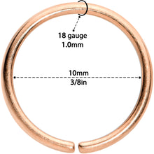 Load image into Gallery viewer, 18G 3/8 Rose Gold Tone PVD Grade 23 Titanium Bendable Hoop Ring
