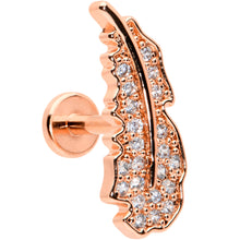 Load image into Gallery viewer, 16G 1/4 Clear CZ Rosy Hue Feather Internal Threaded Labret Tragus
