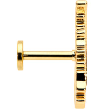 Load image into Gallery viewer, 16G 1/4 Clear CZ Gold Hue Feather Internal Threaded Labret Tragus
