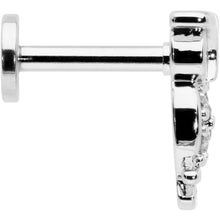 Load image into Gallery viewer, 16G 1/4 Clear CZ Gem Owl Internal Thread Labret Monroe Tragus
