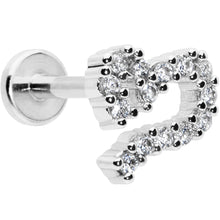 Load image into Gallery viewer, 16G 5/16 Clear CZ Gem Half Heart Internal Thread Labret Tragus

