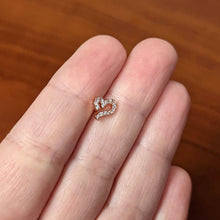 Load image into Gallery viewer, 16G 5/16 CZ Gem Rosy Hue Half Heart Internal Thread Labret Tragus
