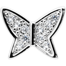 Load image into Gallery viewer, 16G 1/4 Clear CZ Gem Butterfly Internally Threaded Labret Tragus
