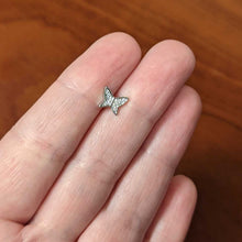 Load image into Gallery viewer, 16G 1/4 Clear CZ Gem Butterfly Internally Threaded Labret Tragus
