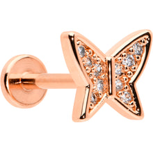 Load image into Gallery viewer, 16G 5/16 CZ Gem Rosy Hue Butterfly Internal Thread Labret Tragus
