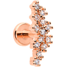 Load image into Gallery viewer, 16G 1/4 CZ Gem Rosy Hue Texture Arc Internal Thread Labret Tragus
