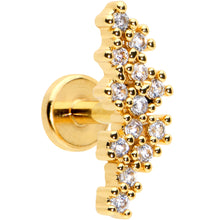 Load image into Gallery viewer, 16G 1/4 CZ Gem Gold Hue Texture Arc Internal Thread Labret Tragus
