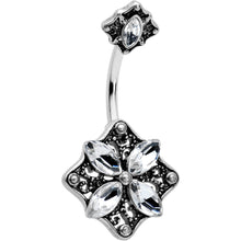 Load image into Gallery viewer, Clear Gem Baroque Rhombus Flower Double Mount Belly Ring
