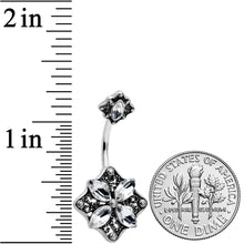 Load image into Gallery viewer, Clear Gem Baroque Rhombus Flower Double Mount Belly Ring
