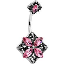 Load image into Gallery viewer, Pink Gem Baroque Rhombus Flower Double Mount Belly Ring
